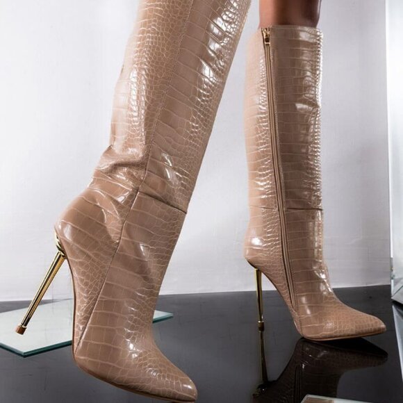 ALL EYES ON ME  TASTE  NUDE  STILETTO BOOT ( BRAND NEW !!! ) - Picture 1 of 7
